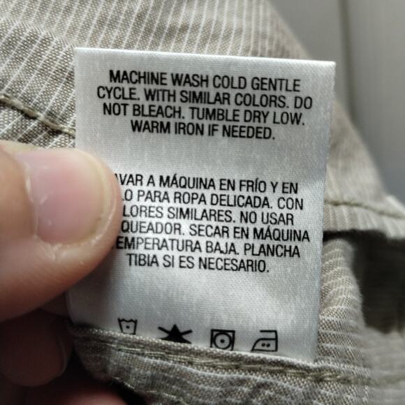 Vintage Roebuck & Co Mens Size XXL Western Pinstripe Tan Pearl Snap Button Shirt - Picture 8 of 8